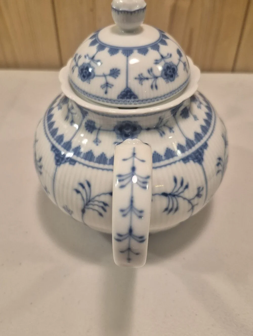 Vintage Kaiser Romantica Bornholm Blue & White  Design Porcelain Tea Pot W/Lid
